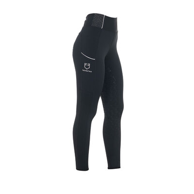 Equestro Leggings donna slim fit nero con strass 