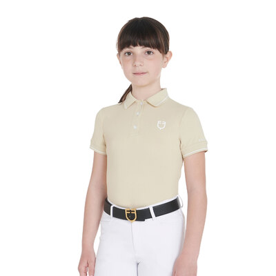 Equestro Polo bambini slim fit in tessuto tecnico antibatterico