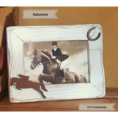 Naturarte Cornice portafoto in legno di abete sbiancato con sagoma cavallo