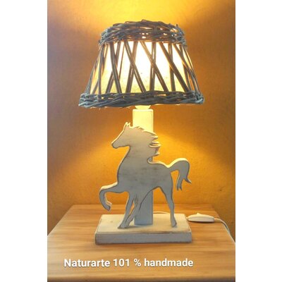 Naturarte Lampada in legno con cavallo e paralume in tessuto