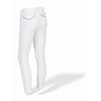 Sarm Hippique Pantalone Rebecca con fondo elastico - ULTIMI PEZZI -  bianco con cuciture blu