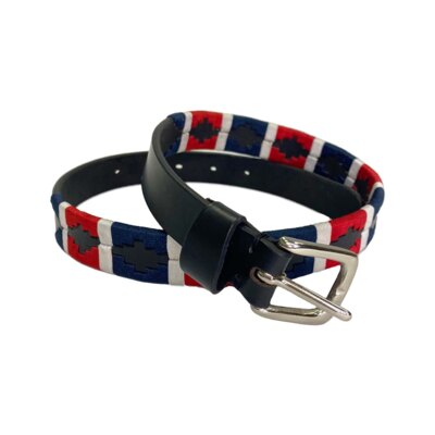 Sartore Cintura Cover in cuoio riporti blu/bianchi/ros