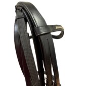 Prestige Briglia da dressage regolabile in cuoio italiano con doppie redini in cuoio e frontalino con swarovski - ULTIMO PEZZO - taglia FULL nero