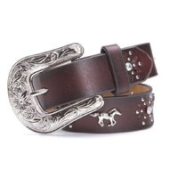 Cintura western Ariat Girls in pelle marrone con conchos a cavallo 