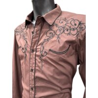 Camicia western da uomo in cotone con ricami - ULTIMO PEZZO - taglia XXL