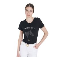 T-shirt donna slim fit horse life con strass - ULTIMI PEZZI -