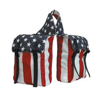 Bisaccia posteriore in nylon a 2 tasche con bandiera americana - ULTIMO PEZZO -