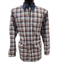 Camicia western in cotone a quadri blu con colleto in denim- ULTIMO PEZZO - taglia XL