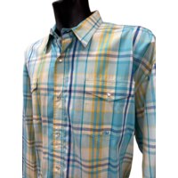 Camicia western in cotone a quadri azzurro - ULTIMO PEZZO - taglia XXL