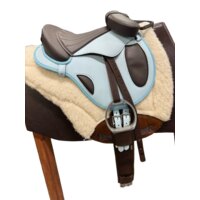 Sella pony fouganza 12'' usata colore azzurro/marrone